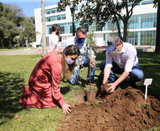 O Governador Carlos Massa Ratinho Junior participa nesta sexta-feira (28), da campanha Floresce Paraná, em comemoração ao Dia Nacional do Voluntariado. A ação é liderada pela primeira-dama do Estado e presidente do Conselho de Ação Solidária, Luciana Saito Massa. Acompanhados do secretário do Desenvolvimento Sustentável e do Turismo, Marcio Nunes.     Curitiba, 28/08/2020. Foto: Geraldo Bubniak/AEN