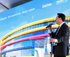 O governador Carlos Massa Ratinho Junior participou nesta terça-feira (01), em Curitiba, da inauguração do Erastinho, o primeiro hospital oncopediátrico do Sul do País. 