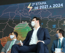 O governador Carlos Massa Ratinho Junior e o presidente da Copel, Daniel Slaviero, lançam o Programa Rede Elétrica Inteligente, em Curitiba. 