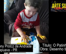 Em Guarapuava, na região oeste do estado, o CAS - Centro de Apoio ao Surdo e aos Profissionais de Educação de Surdos do Paraná, em parceria com a Universidade Estadual do Centr Oeste (Unicentro) - Campus Irati, organizou uma mostra de arte, com o tema ‘cultura surda’, como explica Jiane Ribeiro Cwick, coordenadora do CAS Regional Oeste Guarapuava