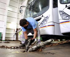 O maior embarque de ônibus da história do Porto de Paranaguá acontece nesta sexta-feira (13). Em um único lote, o navio Maestro Universe volta carrega 155 unidades. Os veículos de transporte coletivo serão levados para os portos de Boma, no Congo, e Luanda, em Angola. A previsão é que zarpe para a África no início da tarde. A viagem deve durar entre dez e 13 dias até os destinos. Foto: Claudio Neves