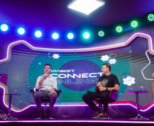 a abertura do Espaço Paraná Inovador da Viasoft Connect 2020, um dos eventos que compõem a programação da Semana da Inovação do Paraná, nesta quinta-feira (10), o chefe da Casa Civil, Guto Silva falou sobre o papel do governo nesse processo. Foto: Casa Civil