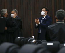 Durante a solenidade o desembargador Irajá Romeo Hilgenberg Prestes Mattar recebeu a Medalha de Excelência Judiciária, pelos seus 50 anos de exercícios da magistratura. O juiz é o único no País a atuar como magistrado por cinco décadas ininterrupta Foto: Jonathan Campos/AEN