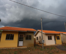 As 20 casas populares do conjunto habitacional erguido no bairro Jardim Planalto em Guaraniaçu, na região Oeste do Estado, serão entregues no começo de 2021. O empreendimento é uma parceria do Governo do Paraná, da Itaipu Binacional e da prefeitura do município e recebeu investimento de R$ 1.035.744,30. Ele se soma a projetos similares que estão em andamento em outros 15 municípios. - 02-12-2020 -  Foto: Jonathan Campos/ AEN