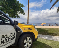 A estratégia de presença ostensiva e maciça da Polícia Militar nas ruas resultou na redução dos principais índices criminais durante os 15 primeiros dias do Verão Consciente 2020/2021 no Litoral.   -  Foto: Divulgação PMPR