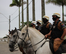 A estratégia de presença ostensiva e maciça da Polícia Militar nas ruas resultou na redução dos principais índices criminais durante os 15 primeiros dias do Verão Consciente 2020/2021 no Litoral.   -  Foto: Divulgação PMPR
