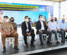 Um investimento do Governo do Estado vai reforçar a segurança do distrito de Entre Rios, área rural de Guarapuava, na região Central do Paraná. Nesta segunda-feira (11), o governador Carlos Massa Ratinho Junior esteve na localidade para a inauguração da nova sede Destacamento da Polícia Militar instalada no distrito.  Entre Rios, Guarapuava, 11/01/2021  -  Foto: Geraldo Bubniak/AEN
