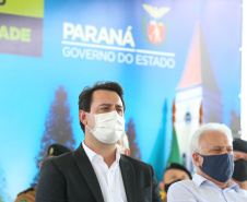 Um investimento do Governo do Estado vai reforçar a segurança do distrito de Entre Rios, área rural de Guarapuava, na região Central do Paraná. Nesta segunda-feira (11), o governador Carlos Massa Ratinho Junior esteve na localidade para a inauguração da nova sede Destacamento da Polícia Militar instalada no distrito.  Entre Rios, Guarapuava, 11/01/2021  -  Foto: Geraldo Bubniak/AEN