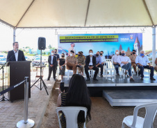 Um investimento do Governo do Estado vai reforçar a segurança do distrito de Entre Rios, área rural de Guarapuava, na região Central do Paraná. Nesta segunda-feira (11), o governador Carlos Massa Ratinho Junior esteve na localidade para a inauguração da nova sede Destacamento da Polícia Militar instalada no distrito. Entre Rios, Guarapuava, 11/01/2021 - Foto: Geraldo Bubniak/AEN