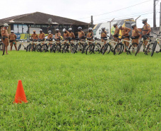 Policiais militares passam por capacitação de ciclopatrulhamento no Litoral
. Foto:PMPR