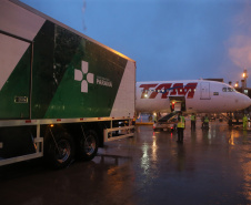 Chegada das vacinas contra a Covid-19 no Aeroporto Afonso Pena em Curitiba-  18/01/2021 - Foto: Geraldo Bubniak/AEN