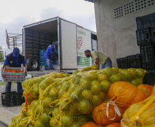 Vítimas da chuva recebem 25 toneladas de alimentos do Ceasa Paraná . IRATI.

Foto: Gilson Abreu/AEN