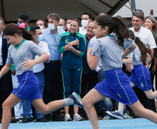 Goverador Carlos Massa Ratinho Junior e Presidente da Republica Jair Bolsonaro, inauguram Centro Nacional de Treinamento e Atletismo de CascavelFoto Gilson Abreu/AEN