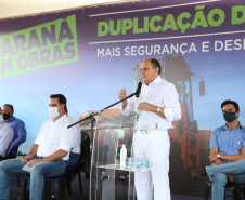 O governador Carlos Massa Ratinho Junior participa nesta quinta-feira (11) da entrega da primeira parte da duplicação da PR-323 entre Doutor Camargo e Paiçandu, na região Noroeste. O investimento por parte do Governo do Estado em toda a obra é de R$ 78,7 milhões. 11/02/2021 - Foto: Geraldo Bubniak/AEN