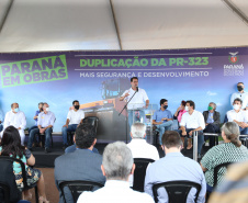O governador Carlos Massa Ratinho Junior participa nesta quinta-feira (11) da entrega da primeira parte da duplicação da PR-323 entre Doutor Camargo e Paiçandu, na região Noroeste. O investimento por parte do Governo do Estado em toda a obra é de R$ 78,7 milhões. 11/02/2021 - Foto: Geraldo Bubniak/AEN