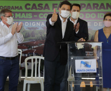 O governador Carlos Massa Ratinho Junior autorizou nesta segunda-feira (22) a ordem de serviço para a construção de um Condomínio do Idoso em Ponta Grossa, nos Campos Gerais.  -  Ponta Grossa, 22/02/2021  -  Foto: Jonathan Campos/AEN