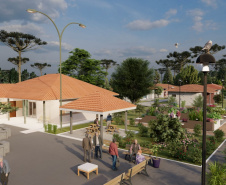 O governador Carlos Massa Ratinho Junior assinou nesta segunda-feira (22) a ordem de serviço para a construção de um Condomínio do Idoso em Ponta Grossa, nos Campos Gerais. O empreendimento será composto por 40 moradias destinadas a pessoas com 60 anos ou mais, que poderão usufruir de um amplo espaço com estrutura de saúde, lazer e acompanhamento social pagando apenas um aluguel social. - Foto/Arte: Divulgação Cohapar