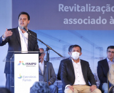 Governador Carlos Massa Ratinho Junior e presidente Jair Bolsonaro participam do evento de lançamento da revitalização do sistema elétrico de alta tensão de Furnas.   -  Foz do Iguaçu, 25/02/2021  - Foto Gilson Abreu/AEN