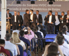 Governador Carlos Massa Ratinho Junior e presidente Jair Bolsonaro participam do evento de lançamento da revitalização do sistema elétrico de alta tensão de Furnas.   -  Foz do Iguaçu, 25/02/2021  - Foto Gilson Abreu/AEN