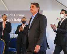 Governador Carlos Massa Ratinho Junior e presidente Jair Bolsonaro participam do evento de lançamento da revitalização do sistema elétrico de alta tensão de Furnas.   -  Foz do Iguaçu, 25/02/2021  - Foto: Jonathan Campos/AEN