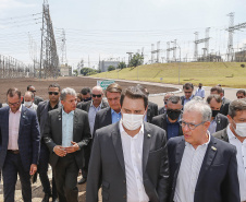 Governador Carlos Massa Ratinho Junior e presidente Jair Bolsonaro participam do evento de lançamento da revitalização do sistema elétrico de alta tensão de Furnas.   -  Foz do Iguaçu, 25/02/2021  - Foto: Jonathan Campos/AEN