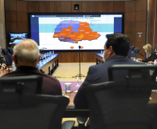 Governador Carlos Massa Ratinho Junior durante reunião virtual com deputados sobre o cenário da pandemia da Covid-19 e as novas medidas restritivas a serem adotadas pelo  Estado. -  Curitiba, 26/02/2021  -  Foto: José Fernando Ogura/AEN