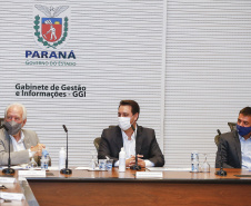 Governador Carlos Massa Ratinho Junior  durante apresentação do Perojeto Aqua Foz  -  Curitiba, 02/03/2021  -  Foto: Jonathan Campos/AEN