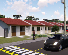 Famílias que estão em busca de adquirir uma casa própria na Lapa têm o fim desta quarta-feira (17) para participar do processo de seleção das primeiras 118 unidades do Residencial Parque dos Tropeiros. A seleção será realizada com famílias com renda mensal a partir de R$ 1.700, que devem se inscrever pelo site da Cohapar: cohapar.pr.gov.br/cadastro. (Imagem: Cohapar)