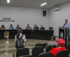 Comitiva da Nova Ferroeste visita Mundo Novo, no Mato Grosso do Sul. Os técnicos apresentaram na Câmara de Vereadores da cidade o estudo de demanda e traçado elaborado para a ferrovia.
 Foto Gilson Abreu/AEN