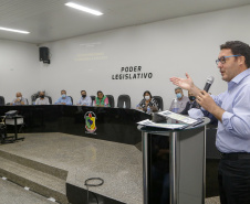 Comitiva da Nova Ferroeste visita Mundo Novo, no Mato Grosso do Sul. Os técnicos apresentaram na Câmara de Vereadores da cidade o estudo de demanda e traçado elaborado para a ferrovia.
 Foto Gilson Abreu/AEN