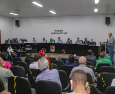 Comitiva da Nova Ferroeste visita Mundo Novo, no Mato Grosso do Sul. Os técnicos apresentaram na Câmara de Vereadores da cidade o estudo de demanda e traçado elaborado para a ferrovia.
 Foto Gilson Abreu/AEN