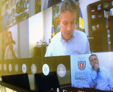 O Secretário de Estado da Saúde, Beto Preto, representou o governador Ratinho Junior no final da tarde de hoje (26), em reunião virtual, com o ministro da Saúde, Marcelo Queiroga.Foto: Américo Antonio/SESA