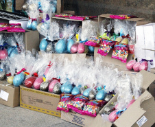 Segurança Pública arrecada 1,4 mil ovos de chocolate para a campanha Páscoa Solidária. Foto:SESP