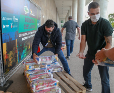 A edição 2021 da campanha Cesta Solidária Paraná, encerrada na terça-feira (06), conseguiu arrecadar mais de 200 toneladas de alimentos. . Foto: Valdelino Pontes