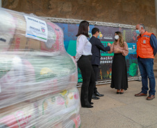 A edição 2021 da campanha Cesta Solidária Paraná, encerrada na terça-feira (06), conseguiu arrecadar mais de 200 toneladas de alimentos. . Foto: Valdelino Pontes