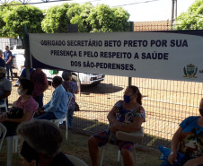Idosos de 67 a 70 anos sendo vacinados em São Pedro do Ivaí.