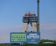 Andamento das obras na  Ponte da Integração Brasil - Paraguai, entre Foz do Iguaçu e Presidente Franco .08/04/2021 - Foto: Geraldo Bubniak/AEN