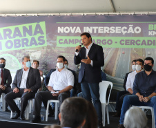 O governador Carlos Massa Ratinho Junior inaugura nesta segunda-feira (3), o  viaduto Prefeito Marcelo Puppi e  passarela William Haj Mussi, no Km 109 da BR-277, nas proximidades do Cercadinho em Campo Largo. Sandro Alex secretario de  Infraestrutura e Logistíca.  03/05/2021 - Foto: Geraldo Bubniak/AEN