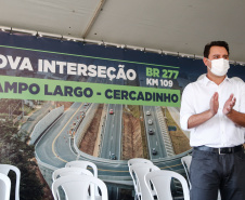 O governador Carlos Massa Ratinho Junior inaugura nesta segunda-feira (3), o  viaduto Prefeito Marcelo Puppi e  passarela William Haj Mussi, no Km 109 da BR-277, nas proximidades do Cercadinho em Campo Largo.  03/05/2021 - Foto: Jonathan Campos/AEN