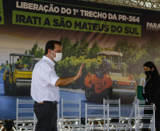 Governador Carlos Massa Ratinho Junior  entrega primeiro trecho de pavimentacao da pr 364, Miguel Picheth, que liga Irati a Sao Mateus do Sul
Foto Gilson Abreu/AEN