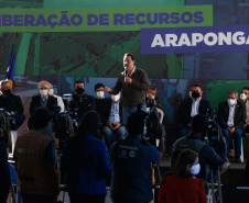 O governador Carlos Massa Ratinho Junior anunciou nesta quinta-feira (13) a liberação de R$ 57,6 milhões para execução de obras estruturantes em Arapongas, na Região Norte.  Foto: Jonathan Campos/AEN