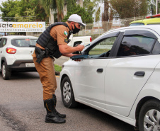 Curitiba, 13 de maio de 2021. Blitz educativa em alusão ao Maio Amarelo. 