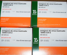 O Paraná recebeu mais 62 mil doses da vacina Coronavac, da parceria entre Sinovac e Instituto Butantan, nesta sexta-feira (14). As doses se referem a uma atualização na 19ª pauta de distribuição de vacinas contra a Covid-19 do Ministério da Saúde.  Foto: Américo Antonio/SESA