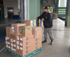A Secretaria de Estado da Saúde (Sesa) iniciou nesta sexta-feira (14) a distribuição de mais 170.285 medicamentos elencados no chamado “kit de intubação” para pacientes internados com coronavírus. Ao todo 59 hospitais do Plano de Atendimento Covid-19 nas 22 Regionais de Saúde irão receber os medicamentos.Foto: Américo Antonio/SESA