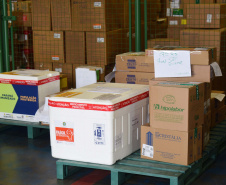 A Secretaria de Estado da Saúde (Sesa) iniciou nesta sexta-feira (14) a distribuição de mais 170.285 medicamentos elencados no chamado “kit de intubação” para pacientes internados com coronavírus. Ao todo 59 hospitais do Plano de Atendimento Covid-19 nas 22 Regionais de Saúde irão receber os medicamentos.Foto: Américo Antonio/SESA