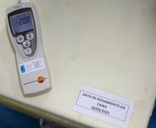 vacinas contra Covid-19 produzidas pela parceria entre Pfizer e BioNTech. O terceiro lote dos imunizantes, que chegou  à Capital nesta terça-feira (18), com mais 39.780 doses
Foto Gilson Abreu/AEN