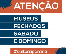 Com as novas regras para enfretamento da Covid-19 em Curitiba, de acordo com o Decreto nº 890/2021, publicado pela Prefeitura de Curitiba no dia 18 de maio, e com o Decreto nº 7672, publicado pelo Governo do Estado no dia 17 de maio, a Secretaria de Estado da Comunicação Social e da Cultura, por meio da Superintendência-Geral da Cultura, informa que os museus do Paraná, na capital paranaense, estarão fechados no sábado e domingo. - Foto/Arte: SECC