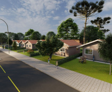 Com um investimento de R$ 2,5 milhões do Governo do Estado, a cidade de Coronel Domingos Soares irá receber 29 novas casas populares. O empreendimento faz parte do programa Casa Fácil Paraná e oferece à população condições facilitadas de aquisição da casa própria por meio de um financiamento direto da Cohapar. - Curitiba, 21/05/2021  -  Imagem: Cohapar