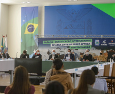 Governador Ratinho Junior destaca o reconhecimento internacional concedido ao Paraná como Área Livre de Febre Aftosa sem Vacinação.
Foto Gilson Abreu/AEN