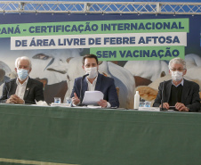 Governador Ratinho Junior destaca o reconhecimento internacional concedido ao Paraná como Área Livre de Febre Aftosa sem Vacinação.
Foto Gilson Abreu/AEN